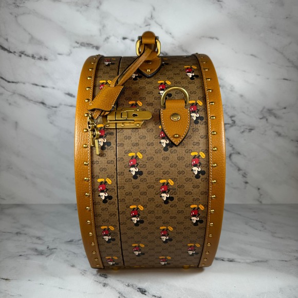 Gucci Disney Hat Box Mickey Mouse GG monogram travel trunk bag Luggage Rare - Picture 8 of 16